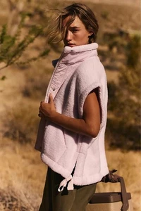Women's Free People scout fleece Vest Size XL Pink Rose - Picture 1 of 4