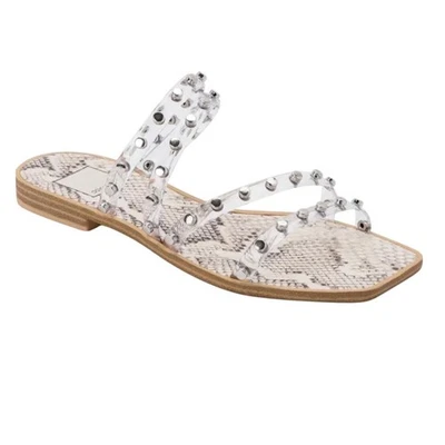 DOLCE VITA Izabel Snakeskin Print Studded Clear Strap Sandals Women's SZ 6.5 EUC - Image 1 of 4
