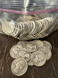 (178) 90% Silver Washington Circulated Quarters $44.50 Face Value - Picture 1 of 2