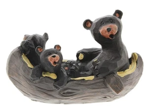 Canoeing Black Bear Family Figurine - Picture 1 of 7