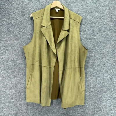 Женский жилет Cato 22/24 Вт плюс зеленый с воротником с открытыми передними карманами без рукавов повседневный - Изображение 1 из 4