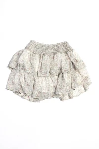 Muche Et Muchette Girls Smocked Waist Floral Print Ruffle Skirt Beige Size O/S - Picture 1 of 5