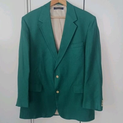 Vintage Brooks Brothers Sport Coat Jacket Green Silk Classic Prep Old Money 46 - Image 1 of 4