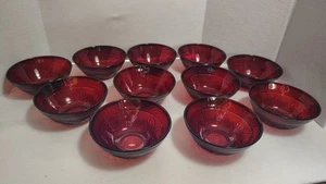 Vintage Set of 11 Cristal D'Arques Durand Ruby Red Glass Small Bowls 5.75" - Picture 1 of 6