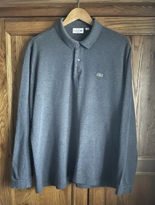 LACOSTE Long Sleeve Polo Shirt Size 7 XXL Dark Grey Marl - Picture 1 of 5
