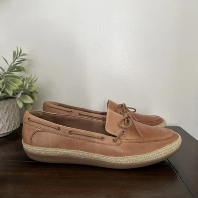 Clarks Para Mujer Mocasín Cuero Marrón Talla 10 W Zapatos de Barco Planos Zapatos Informales Foto 1 de 4