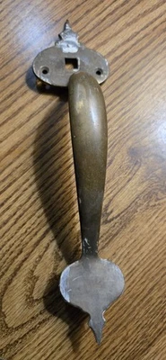 Large Heavy Duty Brass Door Pull Handle with Thumb Latch Antique Vintage - Image 1 of 4