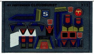 ETIQUETAS/PEGATINAS ACTUALIZACIÓN CLOUDBURST AUTOBOT TRANSFORMERS GENERACIÓN 1, G1 - Imagen 1 de 1