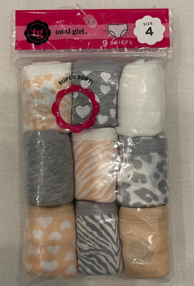 Paquete de 9 calzoncillos TG Total para niñas talla: 4 beige/blanco/gris Foto 1 de 3