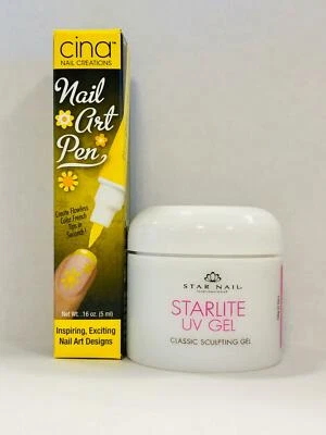 STAR NAIL INTERNATIONAL Star Nail Starlite Builder UV Gel Thick Clear 2 oz (56 gm) + free Nail art pen