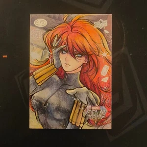 2016 Upper Deck Fleer Marvel Gems Sketch Card 1/1 BLACK WIDOW Lydi Li - Picture 1 of 2