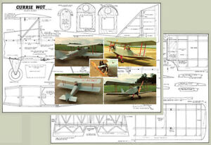 Model Airplane Plans (RC): Currie Wot 44" Scale 2.5-3.5cc (.20-.25 ci) Engines