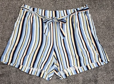 Per Se Women Linen Shorts Multicolor Striped Lightweight Size XL - Image 1 of 4