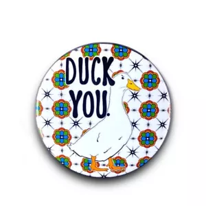 Pekin Duck You Waterfowl Pinback Button Badge Handmade Retro Pet Art Gift 2.25" - Picture 1 of 19
