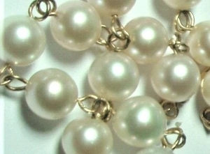 Lovely Genuine Pearsl Linked Necklace-GREAT Gift! 14K Clasp Choose 16-21" - Picture 1 of 5