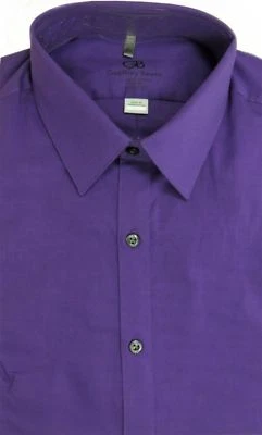 Geoffrey Beene Comfort Stretch Slim Fit Dress Shirt Solid Purple 17 1/2 36/37 - Image 1 of 3