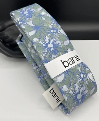 Gravata masculina de mistura de seda Bar III ~ Perfeita ~ Floral Manette ~ Estreita ~ NOVA PREÇO SUGERIDO PELO FABRICANTE: US$ 55. - Imagem 1 de 3