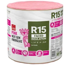 (2 Rolls) R- 15 Faced Fiberglass Insulation Roll 15 in. x 24 ft. - Picture 1 of 2