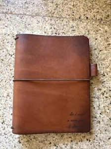 CHIC SPARROW Brown Leather 6.5"x 10.5" Pocket Leather Notebook Cover Pen Holder - Picture 1 of 6