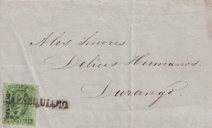 Mexico cover 2r green Durango SL cancel Papasquiaro black Sch 280 April 1857 XF - Picture 1 of 1