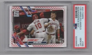 2021 TOPPS INDEOENDENCE DAY PSA20 MIKE TROUT UPTON HIGH FIVE 1/76 - Picture 1 of 2