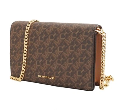 Michael Kors Damen Tasche Umhängetasche Jet Set MD Flap Chain  Xbody  Braun Neu - Bild 1 von 4