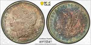 1879-S $1 Morgan Silver Dollar - PCGS MS63 BEAUTIFUL TONING. RAINBOW 🌈 - Picture 1 of 5