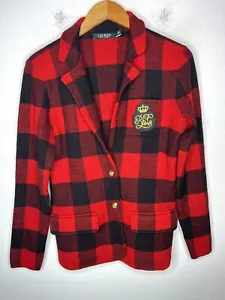 Ralph Lauren Rugby Small 4 Blazer Jacket RRL Polo Buffalo Plaid Red Crest Crown - Picture 1 of 8