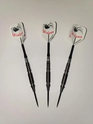 LASER DARTS LASERDARTS SILVER WIDOWS 26 Gram KNURLED Fixed-Point Steel Tip Darts