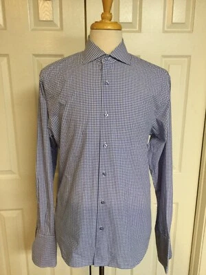 Camisa de vestir Angelino For Bermuda grande azul claro a cuadros manga larga con botones Foto 1 de 3