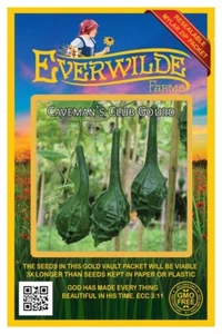 1 Oz Caveman's Club Gourd Seeds - Everwilde Farms Mylar Seed Packet - Picture 1 of 3