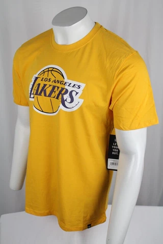 47 Brand Men's Los Angeles Lakers Big Logo Short Sleeve T Shirt Galley Gold Cover