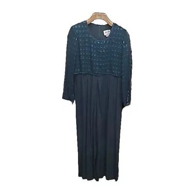 Винтажный женский зеленый комбинезон Jeffrey & Dara с шифоновым/атласным покрытием 10 миниатюрных - Изображение 1 из 4