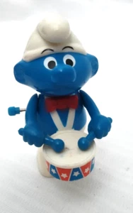 Smurf Drummer Musicians Galoob Wind-Up Peyo Smurfs 1982 Vintage Drum - Picture 1 of 5