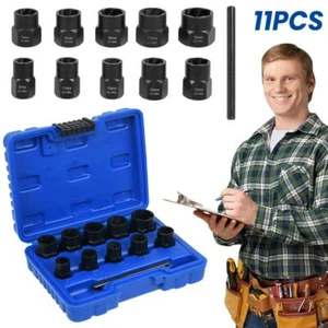 11pc Twist Sockets Locking Wheel Nut Remover Non Slip Broken Studs Rounded Bolts - Picture 1 of 11