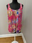 Spense hot pink floral pleated front tank top, size M in EUC