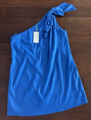 Antonio Melani dress Linen Blend One Shoulder Bow Sleeveless mini dress size 18 - Image 1 of 4