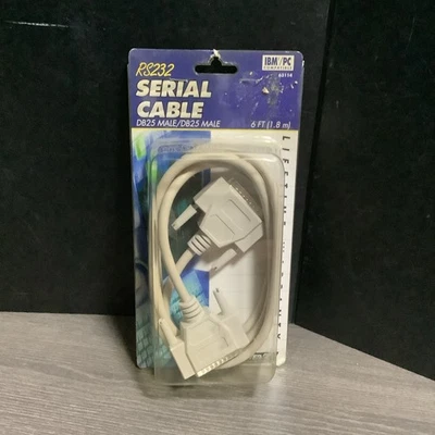 RS232 Serial Cable DB25 Male/DB25 Male 6FT 63114 IBM/PC Compatible - Image 1 of 3