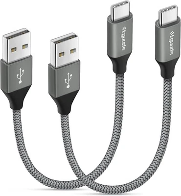Cable USB a C etguuds 0,5 pies, paquete de 2 cortos A tipo C gris  Foto 1 de 4