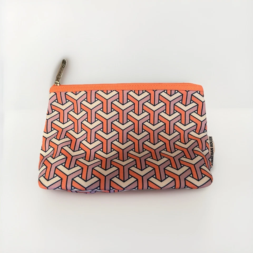 Clinique косметический макияж сумка от Jonathan Adler (сиреневый, белый и оранжевый) новый - Изображение 1 из 1