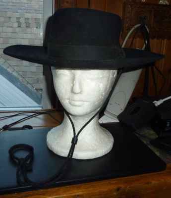 KNUDSEN HAT CO GENUINE FUR BLACK FEDORA WITH TIE - Image 1 of 4