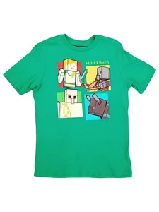 Minecraft Boys Green Multi Character Tee Shirt T-Shirt X-Large 14-16 - Picture 1 of 1