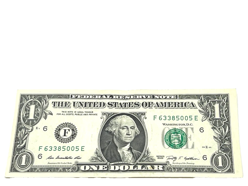 U.S. 2009, $1.00 FEDERAL RESERVE NOTE, Almost UNC, S/N F 63385005 E (#523) - Image 1 of 2