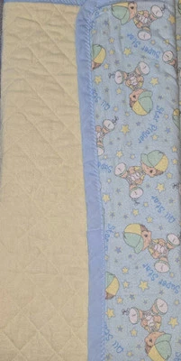 Vintage Precious Moments Crib Blanket Pastel All Star Baseball Flannel 42 X 43 - Image 1 of 4