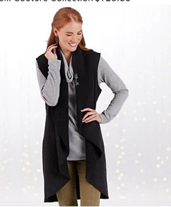Disney Kingdom Couture Gray Long Wrap Vest Size M Layered Wool Blend W Out Pin - Picture 1 of 5
