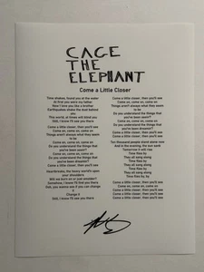 MATT SHULTZ SIGNED LYRIC SHEET AUTOGRAPHED CAGE THE ELEPHANT LEAD SINGER COA - Picture 1 of 1