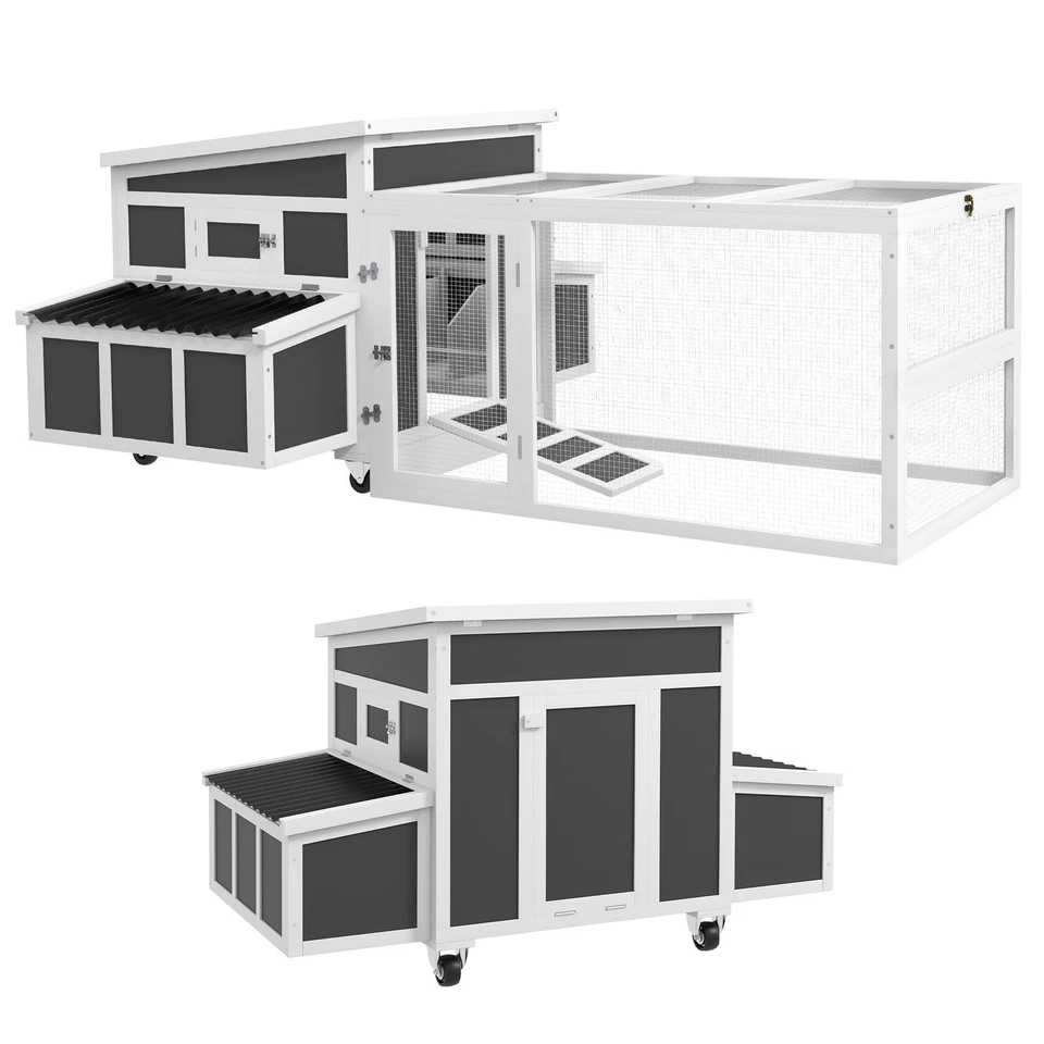 Gallinero de madera PawHut con caja de anidación para 6 pollos, gris oscuro Foto 1 de 1