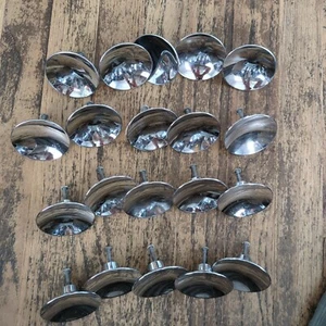 20 Vintage 50s 60s Mid Century Chrome 2.5 in. Round Concave Bevelled Knob Pull - Picture 1 of 9