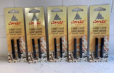 CONTE A PARIS SKETCHING CRAYONS 10 Total de Lápis (5 Pacotes) PRETO NOVO Desenho de Arte - Imagem 1 de 4