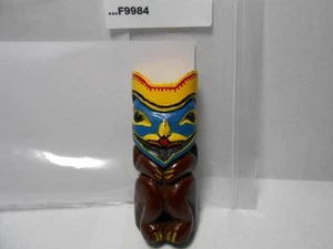 TOTEM WOOD NECKERCHIEF SLIDE 2 3/4 INCH VINTAGE 1950'SBLUE FACE F9984 - Picture 1 of 1
